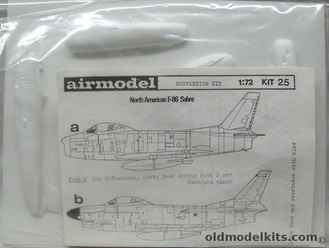 Airmodel 1/72 F-86H / F-86K / TF-86F / CA-27 Sabre Conversions - Bagged, 25 plastic model kit